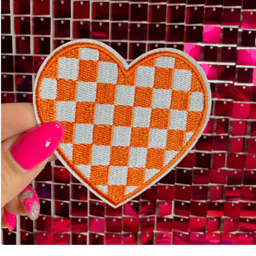 Checkered Hearts Iron on Patch - My Vinyl Craft