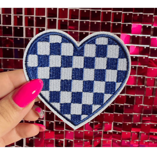 Checkered Hearts Iron on Patch - My Vinyl Craft