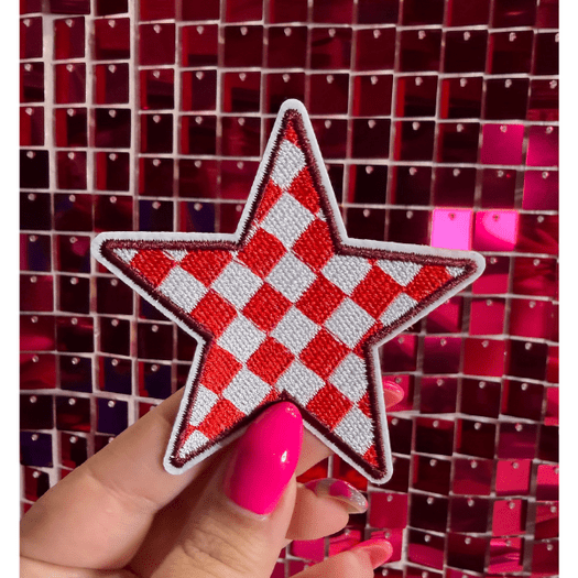 Checkered Stars Iron on Patch - My Vinyl Craft