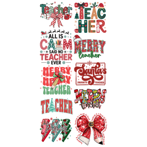 Christmas Teacher Pre - Made DTF Gangsheet - My Vinyl Craft