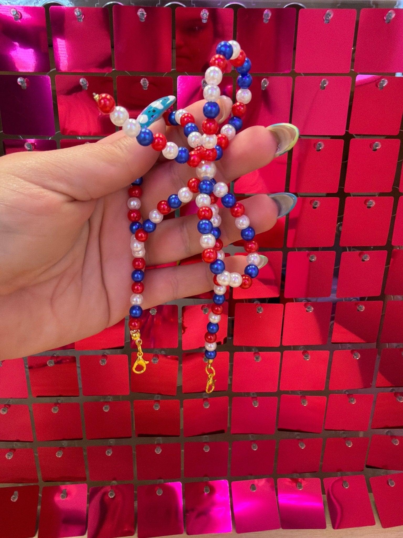 Chunky RWB Bow Hat Chain - My Vinyl Craft