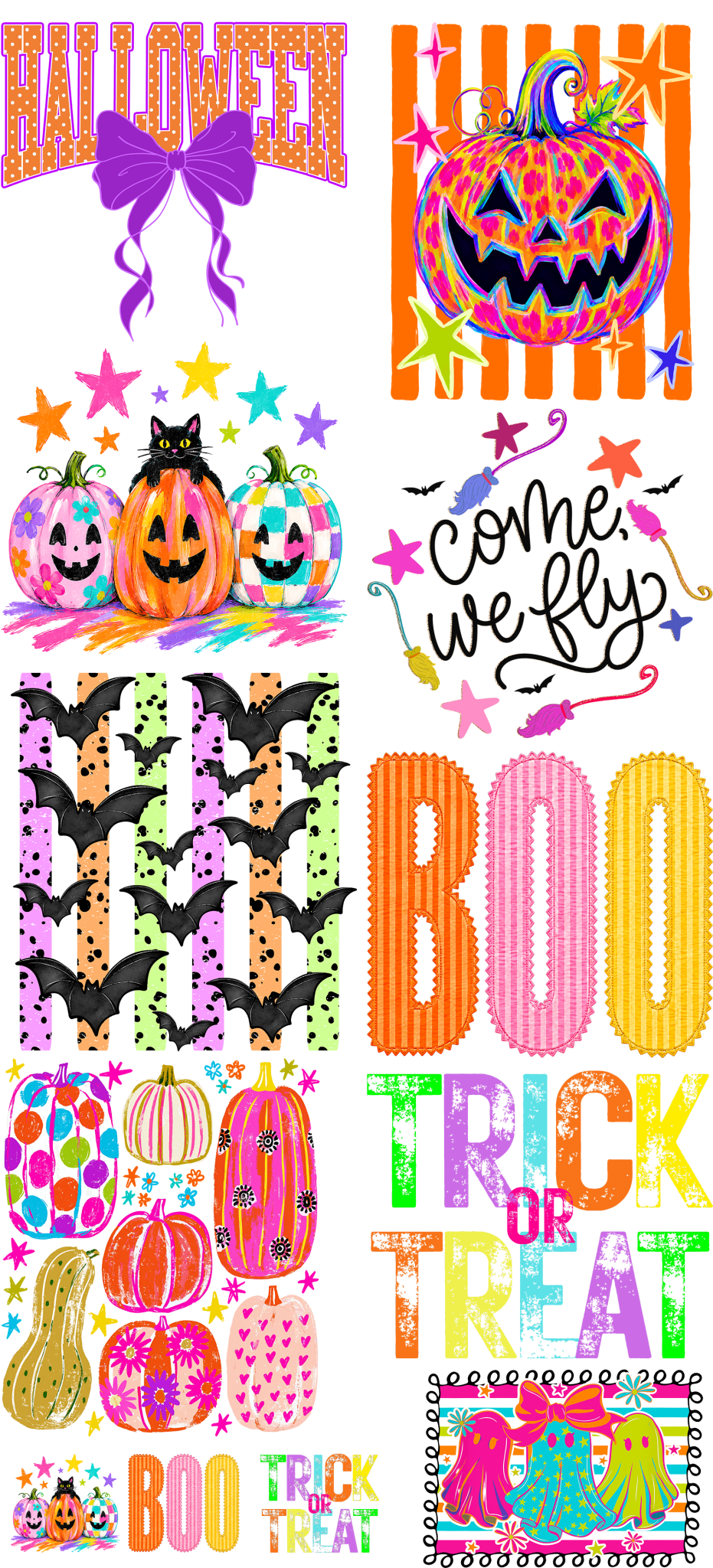 Colorful Halloween Pre-Made DTF Gangsheet - My Vinyl Craft
