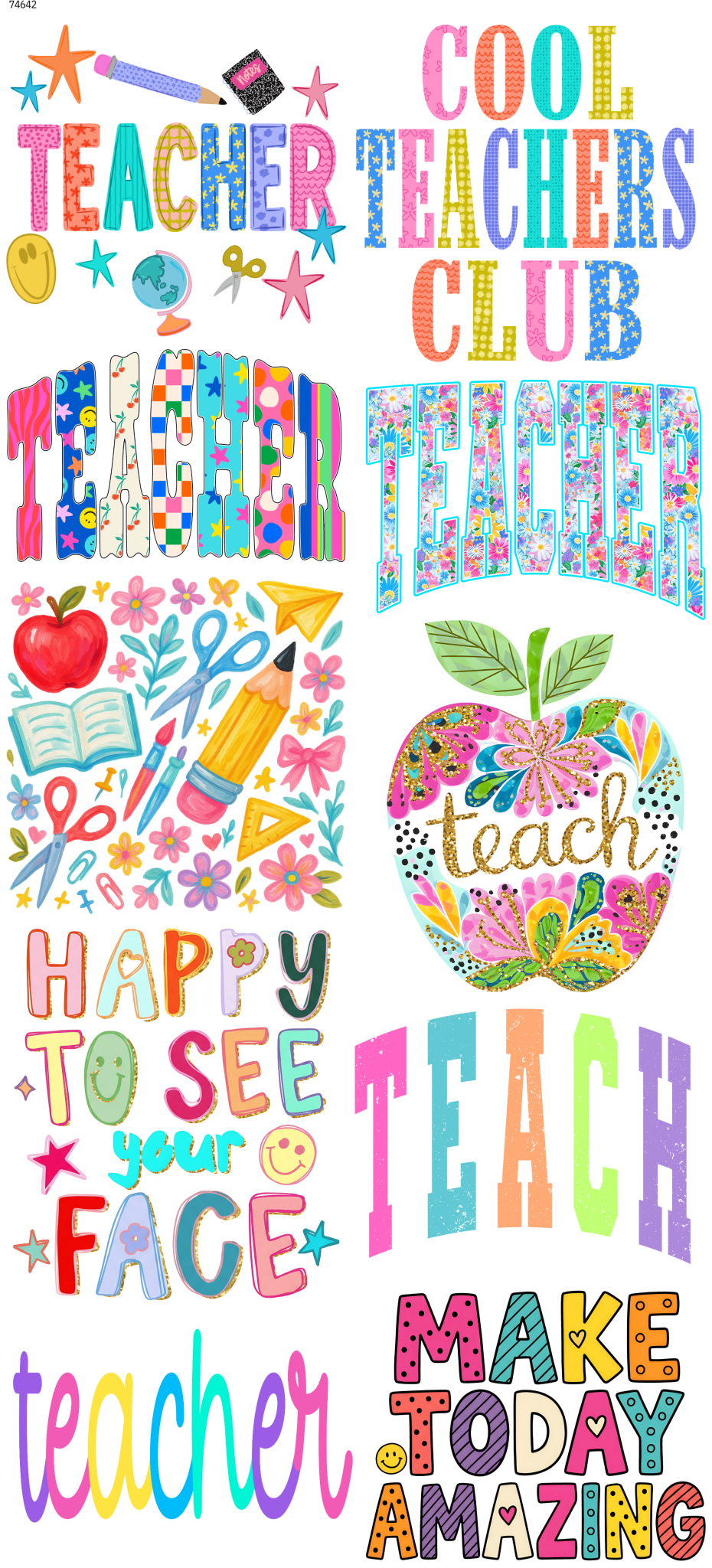 Colorful Teacher Pre-Made DTF Gangsheet - My Vinyl Craft