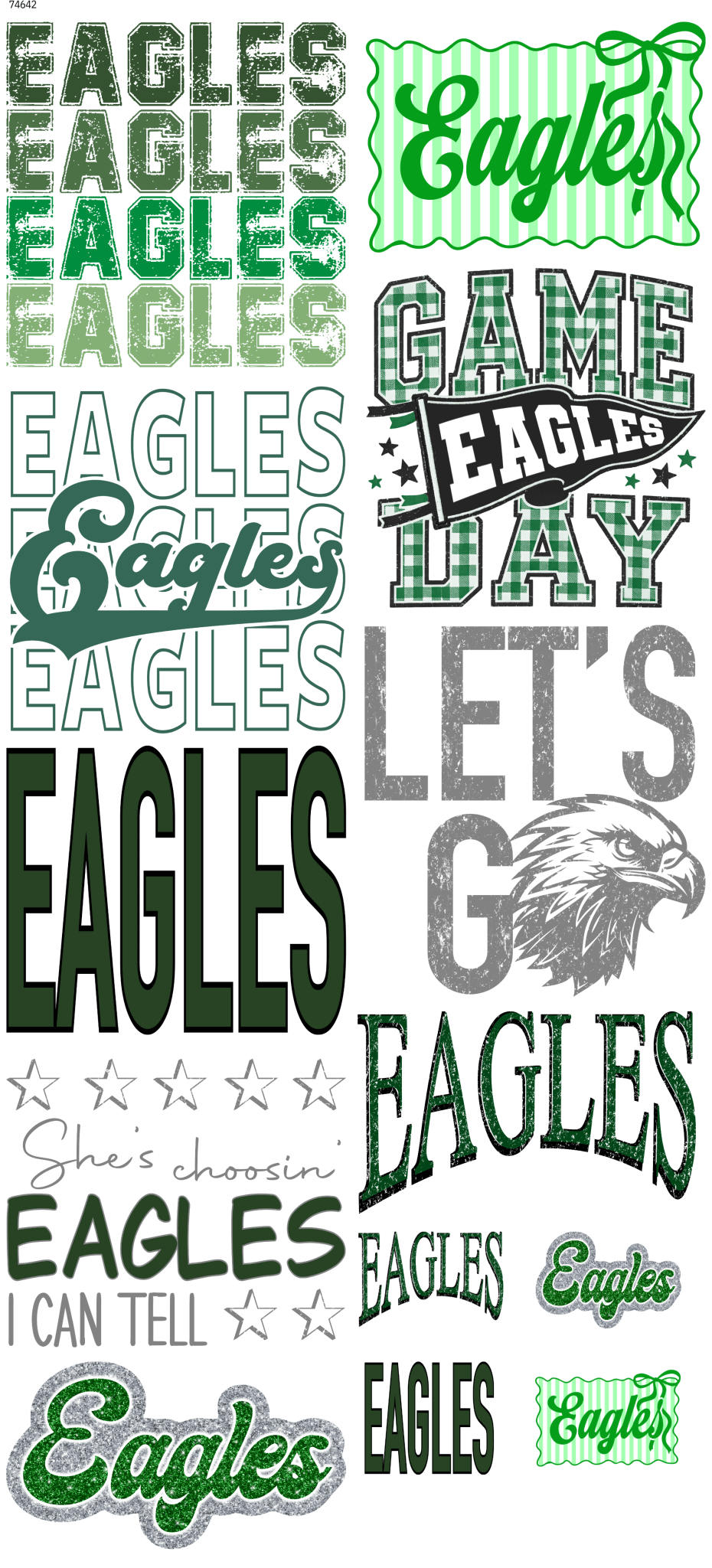 Eagles 26 Mascot Pre-Made DTF Gangsheet - My Vinyl Craft