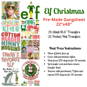 Elf Christmas Pre - Made DTF Gangsheet - My Vinyl Craft