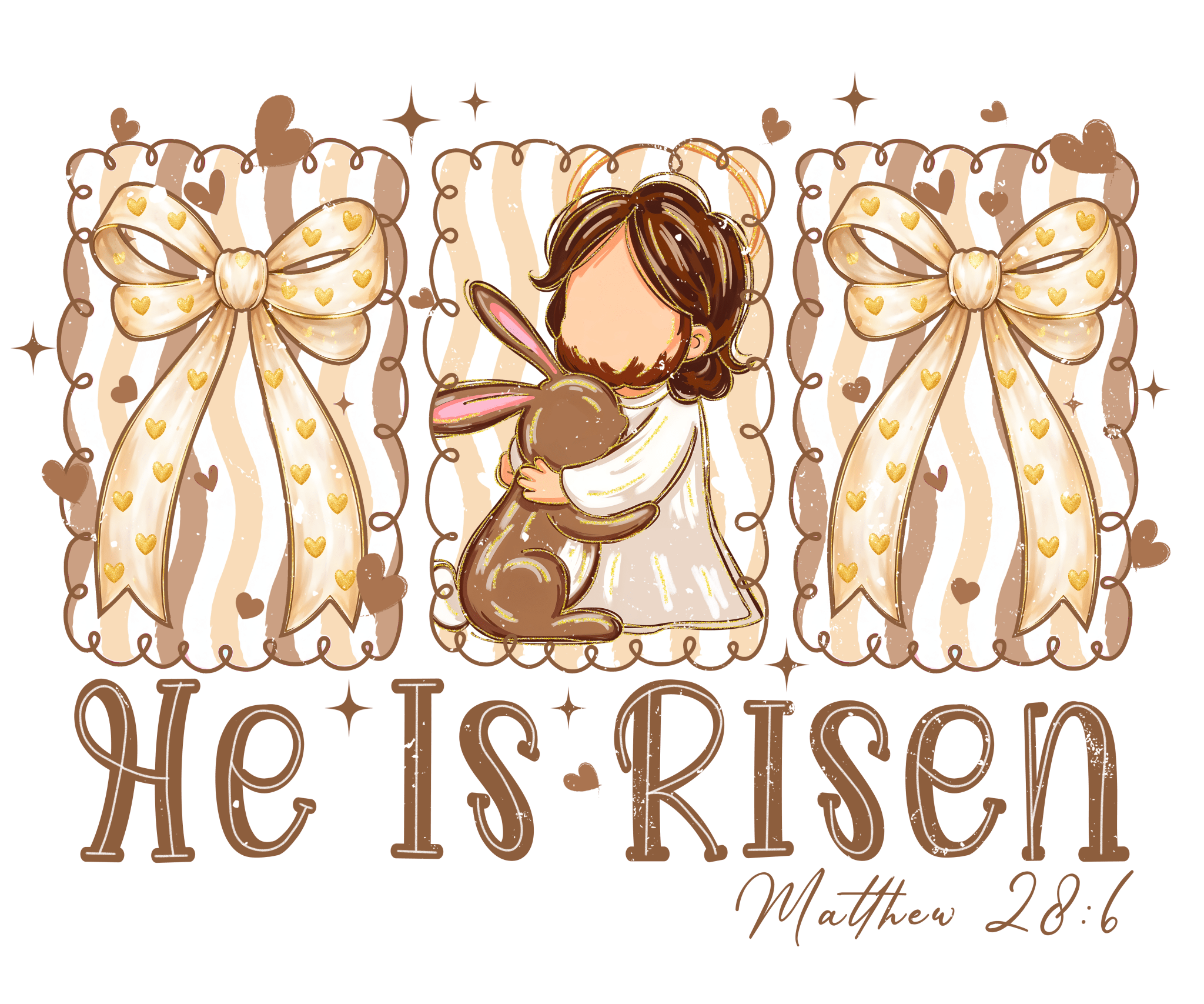 ET5 - He is Risen Chocolate Bunny DTF Transfer - My Vinyl Craft
