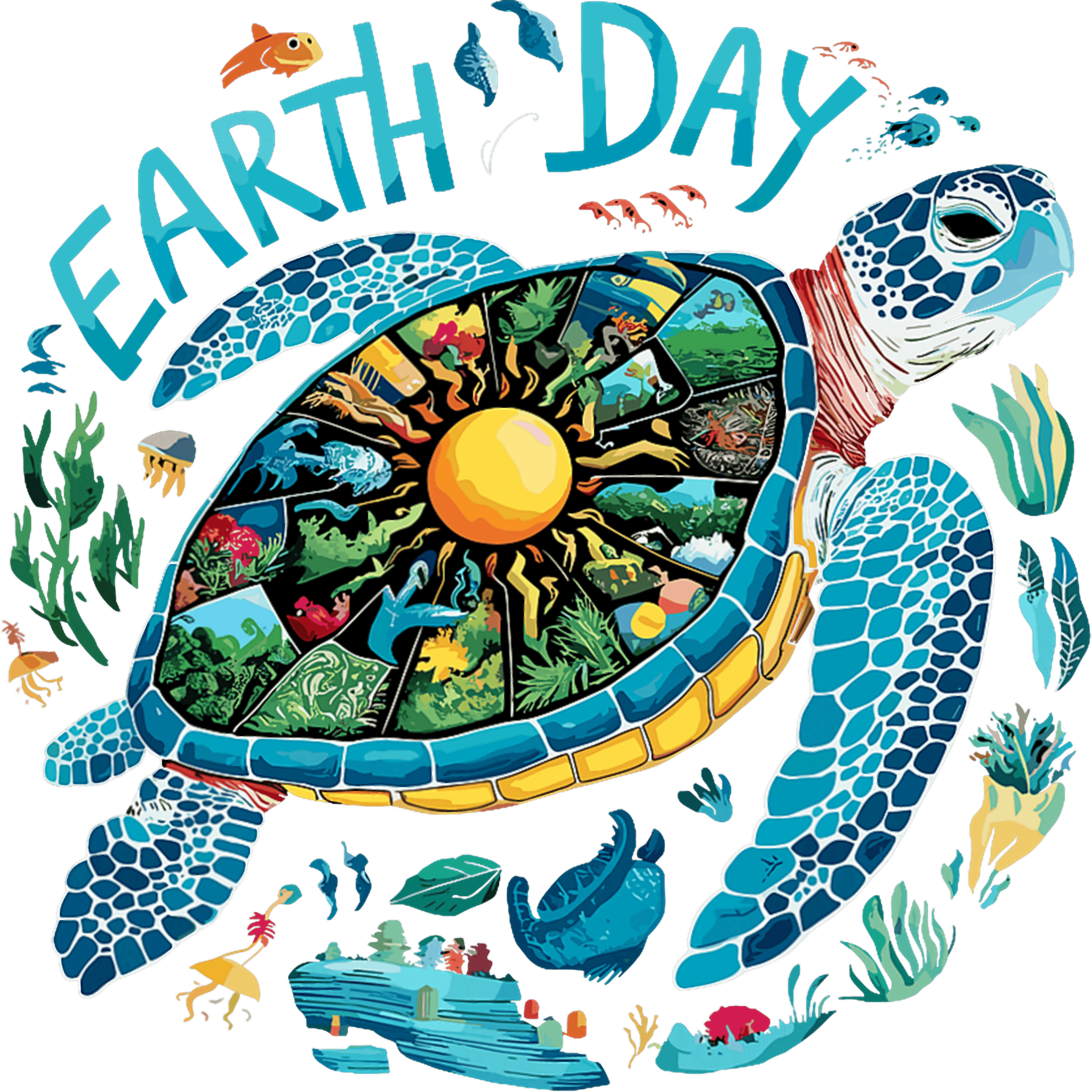 ETD1 - Earth Day Turtle DTF Transfer - My Vinyl Craft