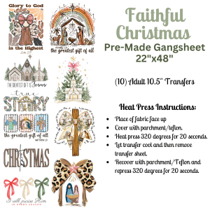 Faithful Christmas Pre - Made DTF Gangsheet - My Vinyl Craft