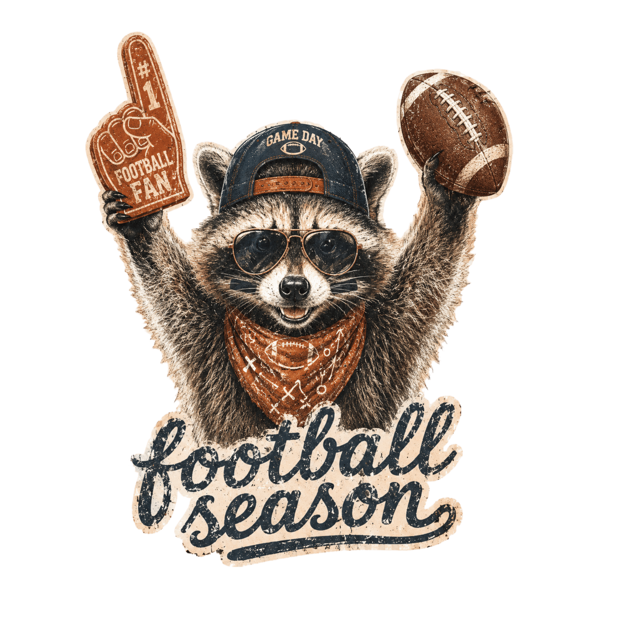 FB2 - Football Season Raccoon DTF Transfer - My Vinyl Craft