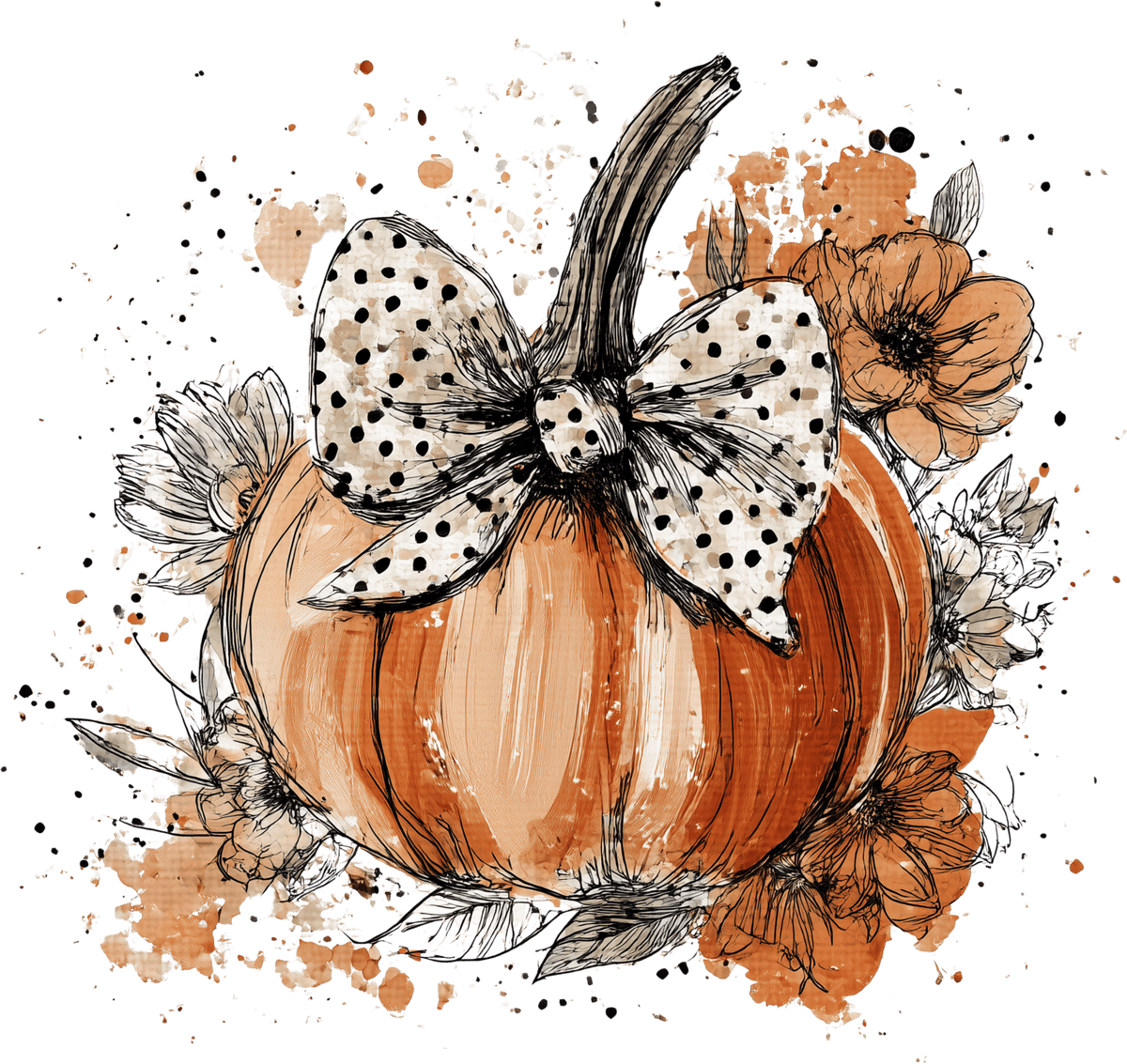 FL11 - Watercolor Pumpkin DTF Transfer - My Vinyl Craft