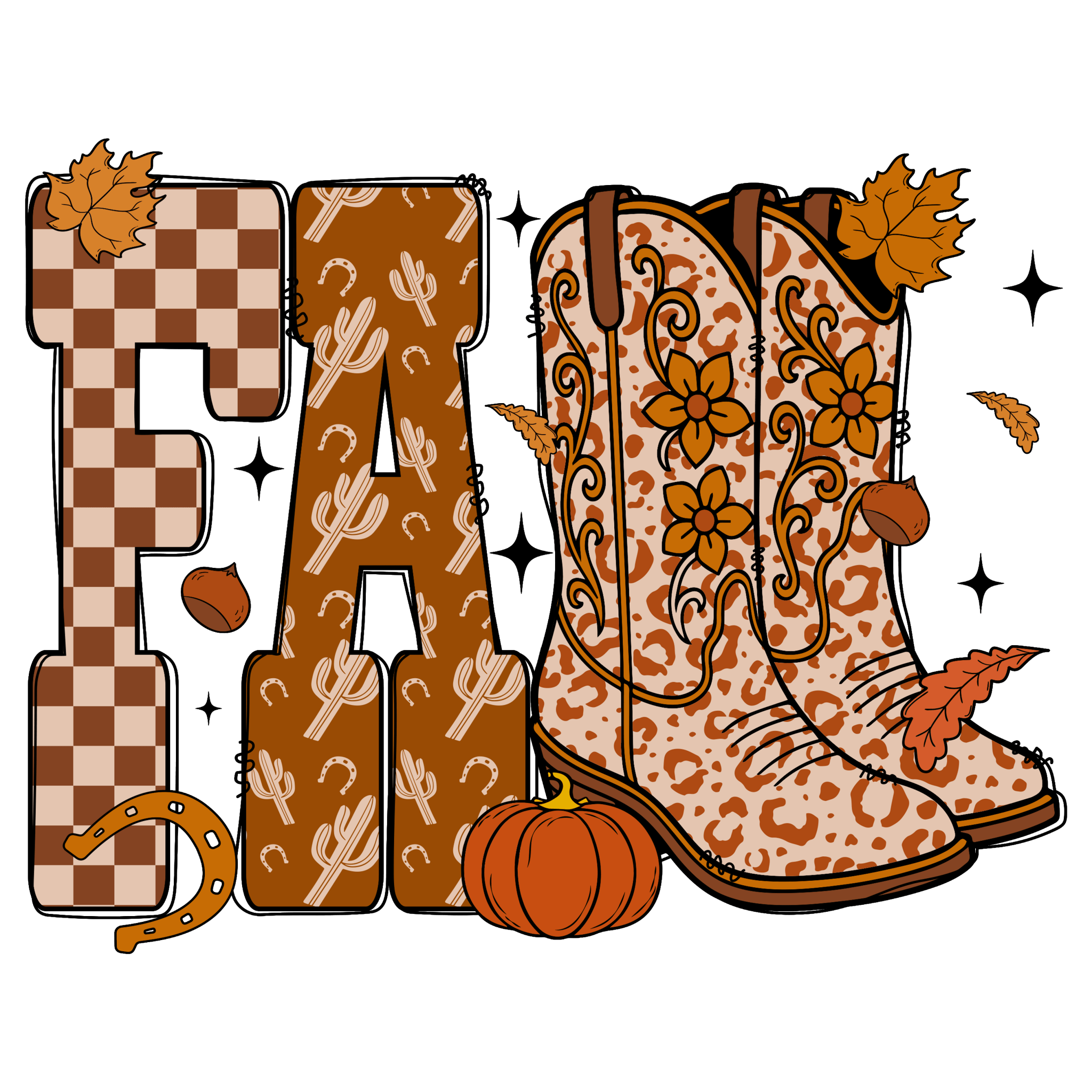 FL19 - Fall Checkered Boots DTF Transfer - My Vinyl Craft