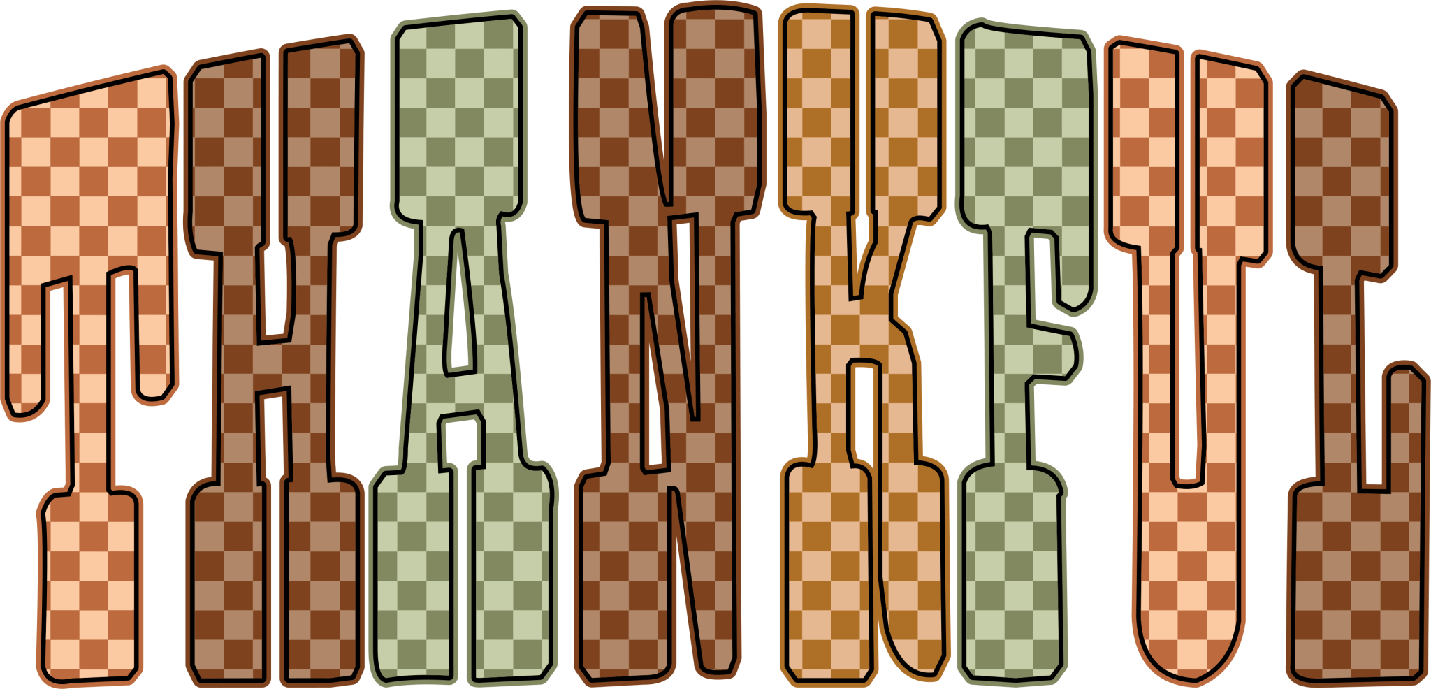 FL29 - Thankful Checkered DTF Transfer - My Vinyl Craft