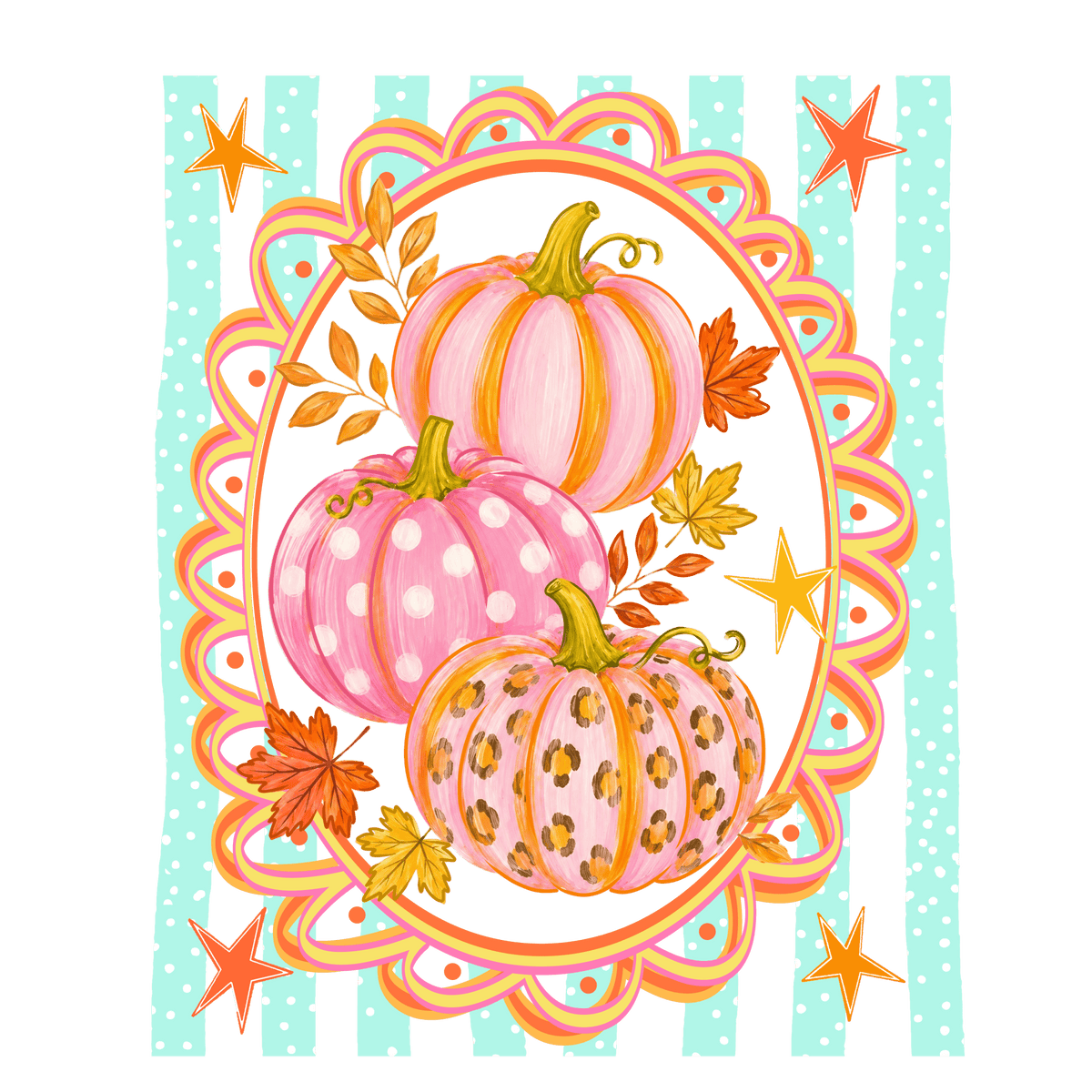 FL3 - Girly Pumpkins DTF Transfer - My Vinyl Craft