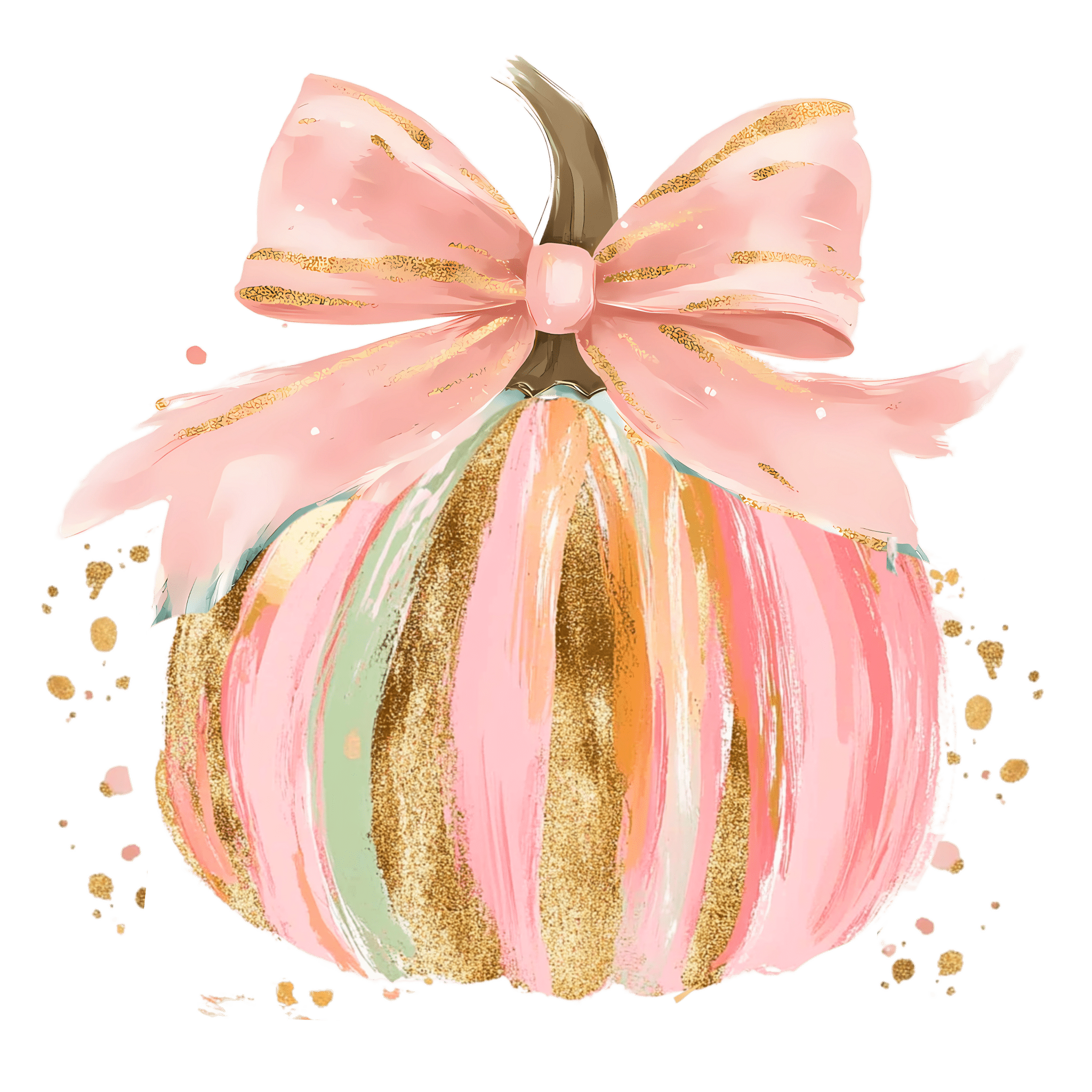 FL3 - Gold Watercolor Pumpkin DTF Transfer - My Vinyl Craft