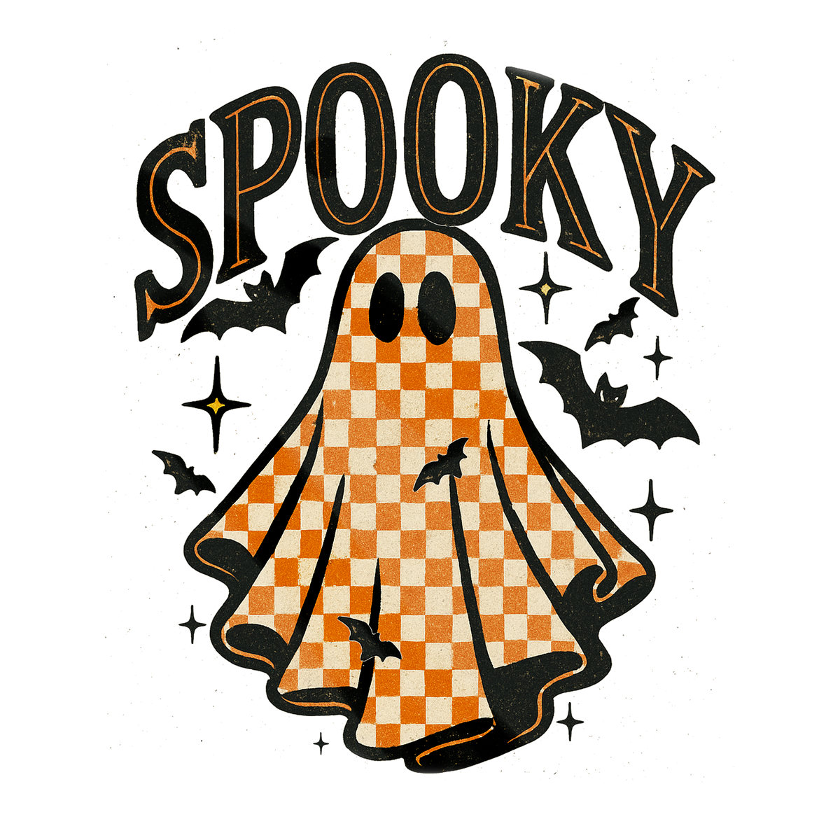 HW17 - Spooky Ghost Checkered  DTF Transfer