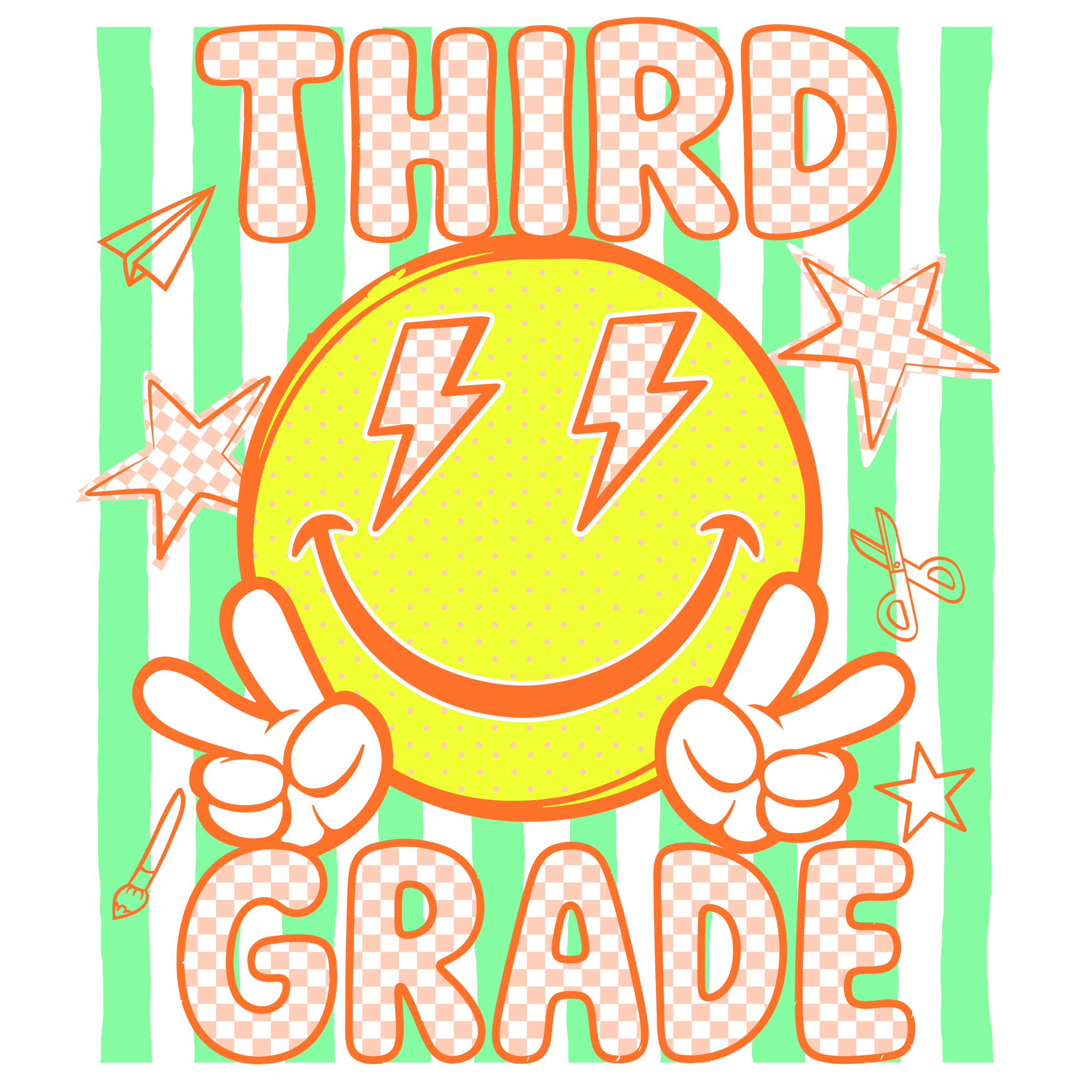 GL2 - Retro Smiley Grade PreK-4th Grade DTF Transfer - My Vinyl Craft