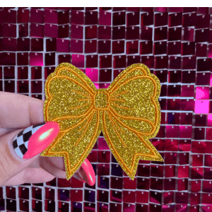 Glitter Girly Bow Iron on Patch Multicolor - My Vinyl Craft