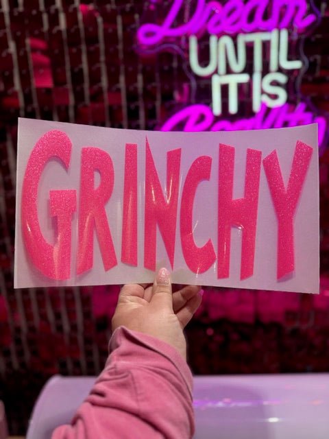 Grinchy Glitter Puff HTV Transfer **PRE - ORDER** - My Vinyl Craft