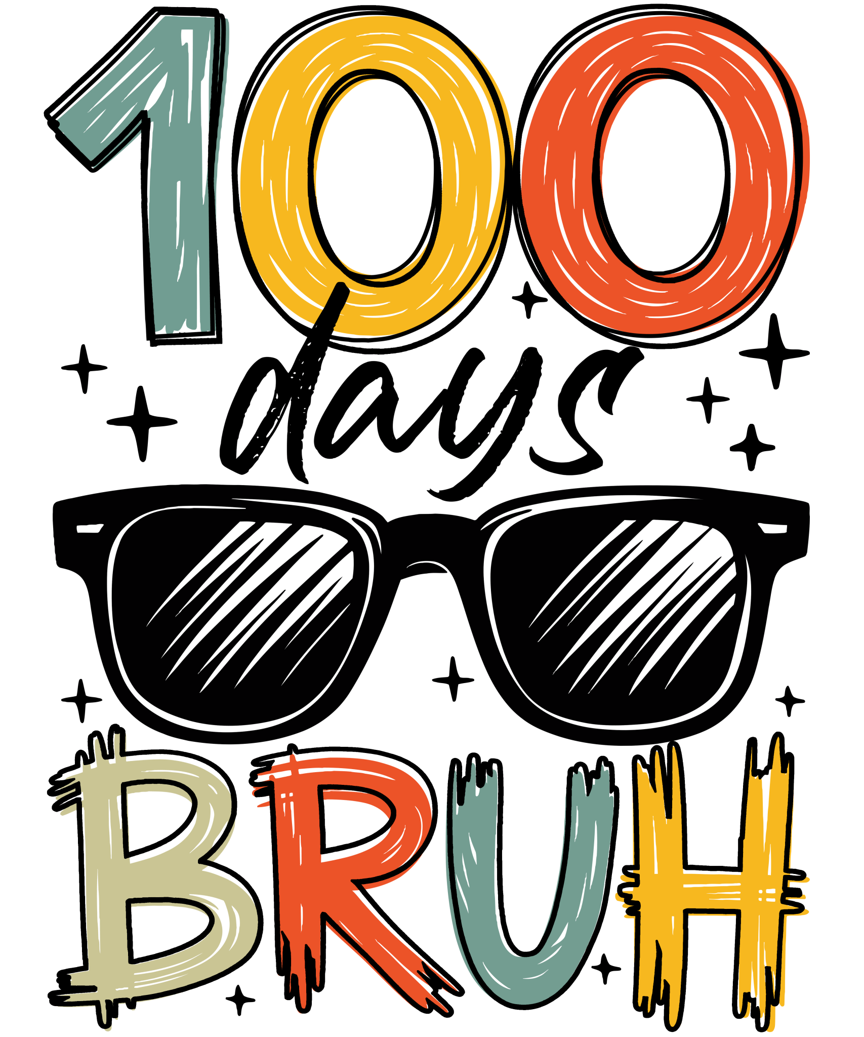 H1 - 100 Days Bruh DTF Transfer - My Vinyl Craft