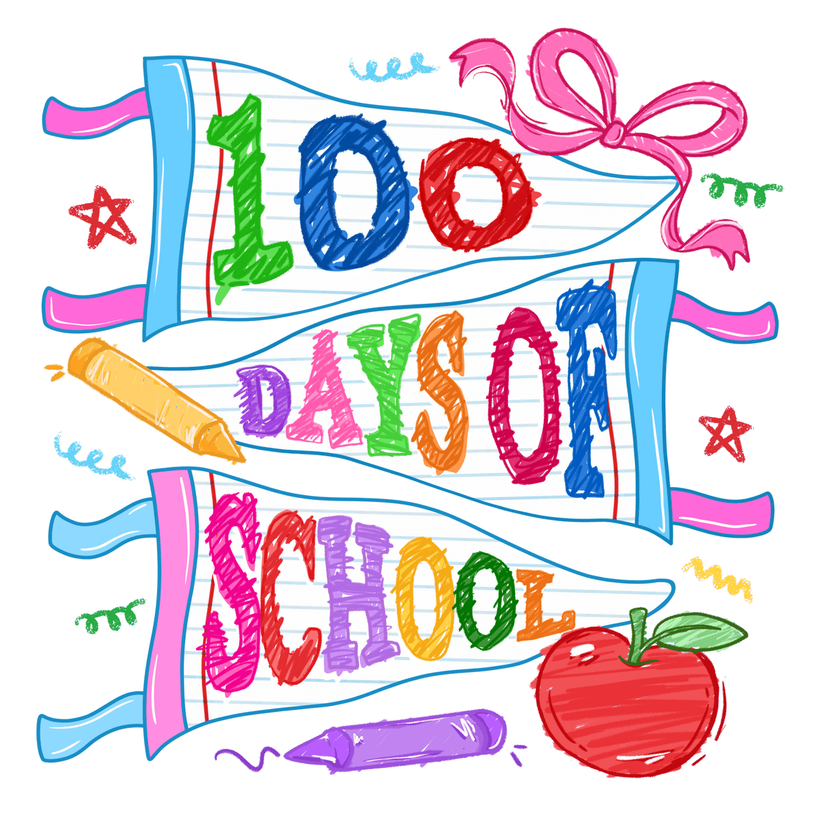 100 Day Doodle Flag DTF Transfer – My Vinyl Craft