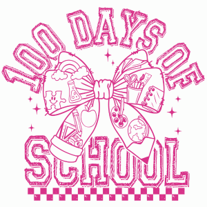 H7 - 100 Days Doodle Bow DTF Transfer - My Vinyl Craft