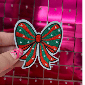 Holiday Bow Iron On Patch - My Vinyl Craft