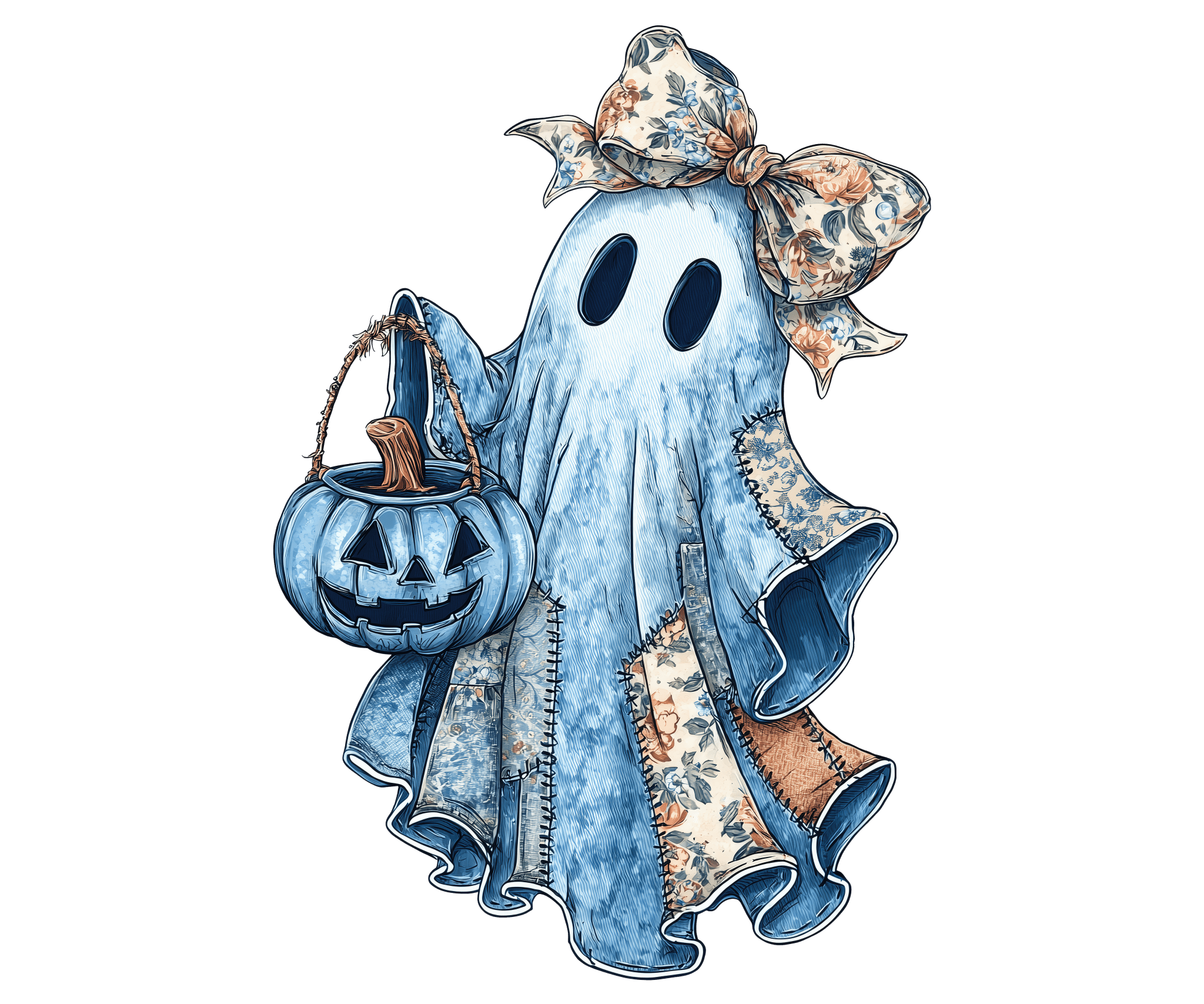 HW1 - Patchwork Ghost DTF Transfer - My Vinyl Craft