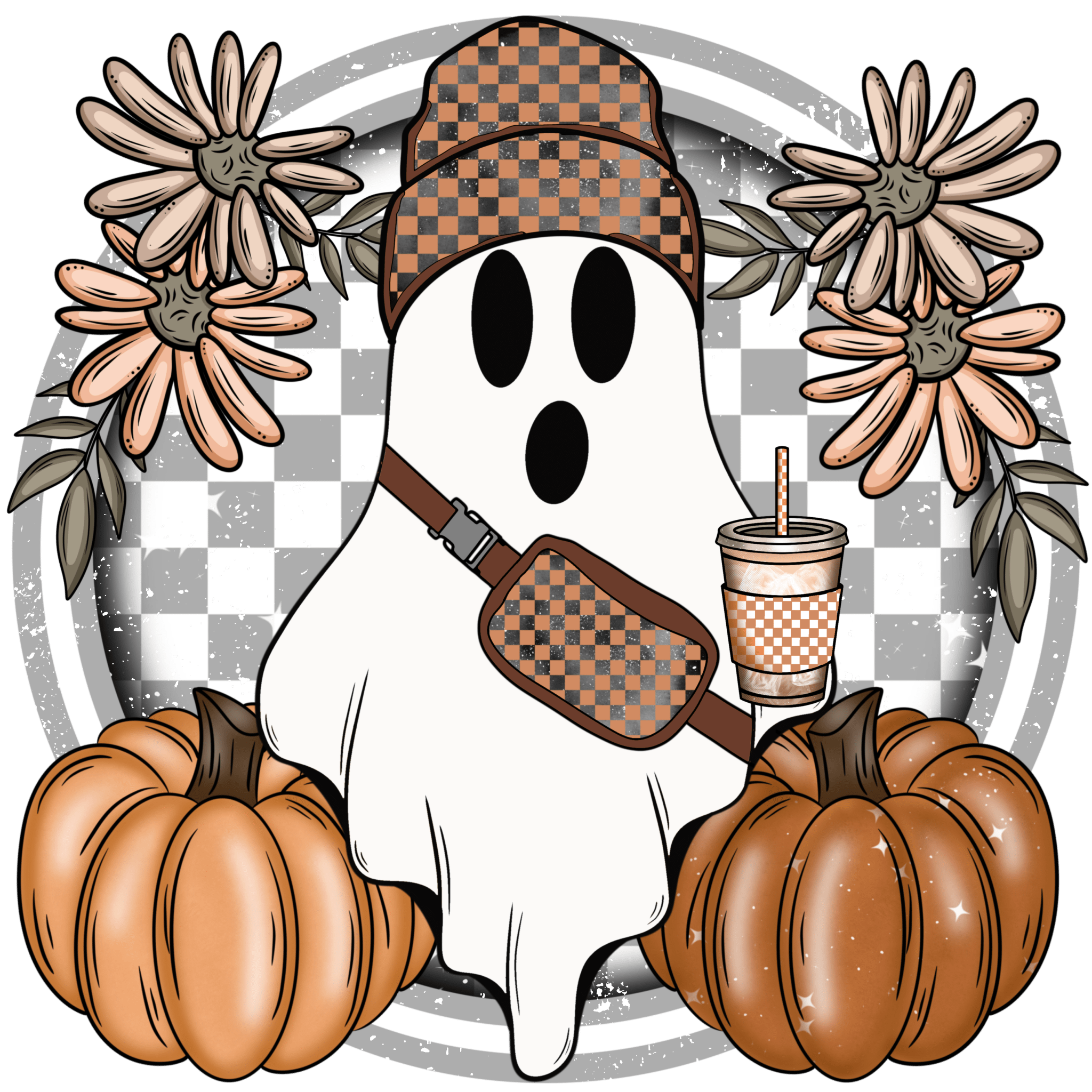 HW11 - Checkered Fall Ghost DTF Transfer - My Vinyl Craft