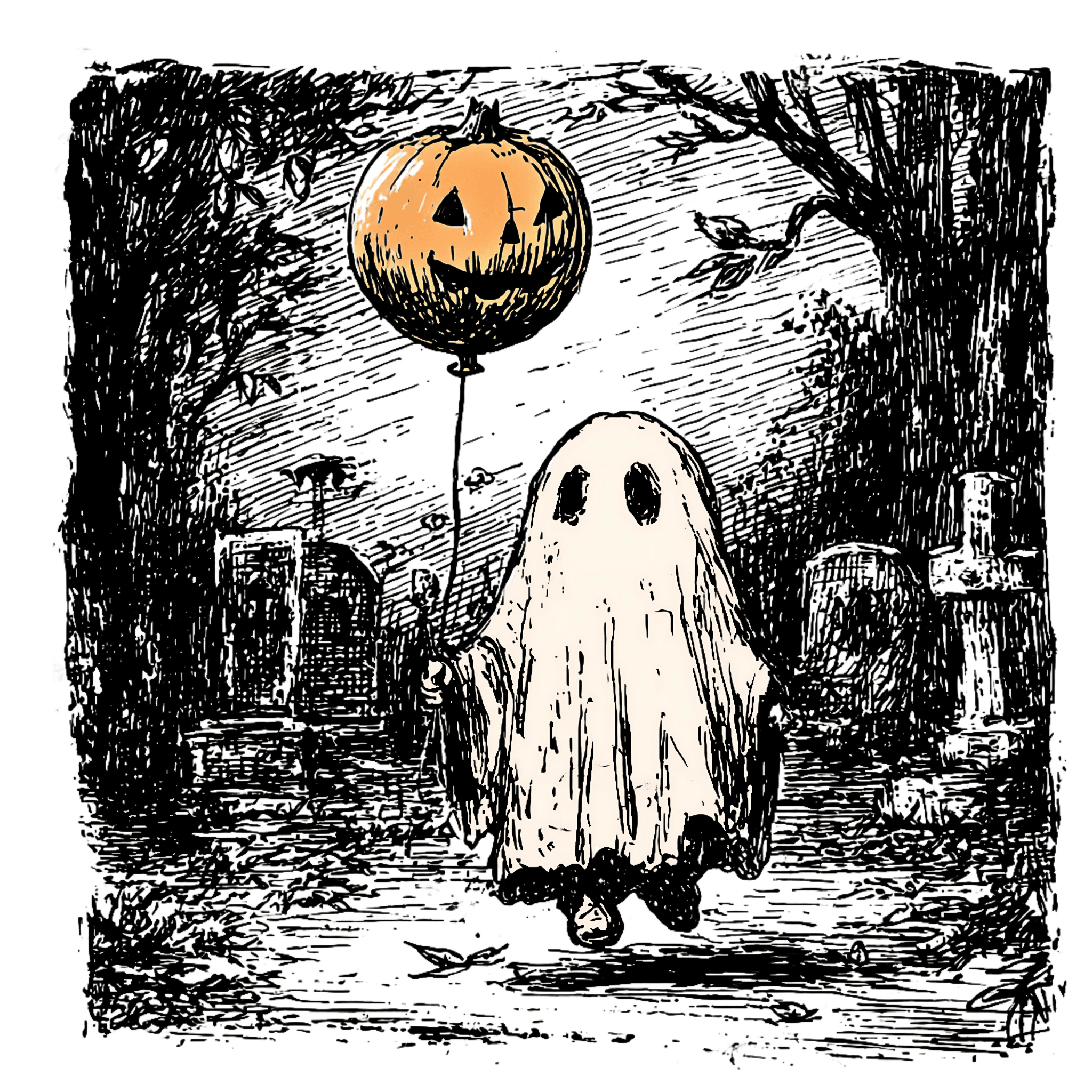 HW17 - Ghost Ballon DTF Transfer - My Vinyl Craft