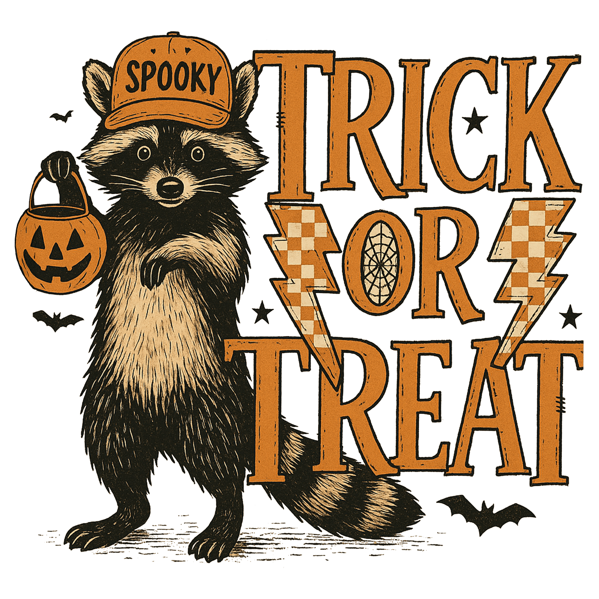 HW21 - Trick or Treat Raccoon DTF Transfer - My Vinyl Craft