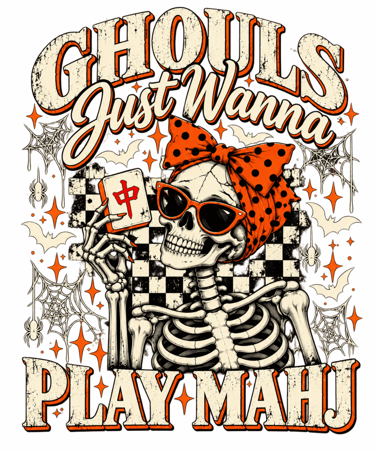 HW22 - Ghouls Play Mahj DTF Transfer - My Vinyl Craft