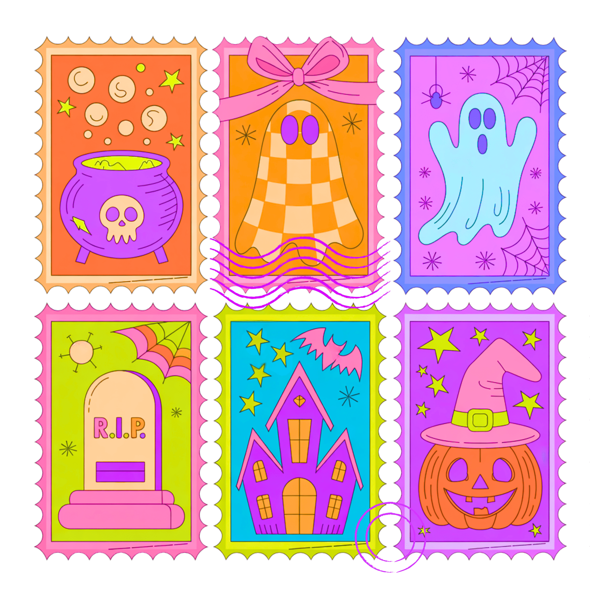 HW23 - Halloween Stamps DTF Transfer - My Vinyl Craft
