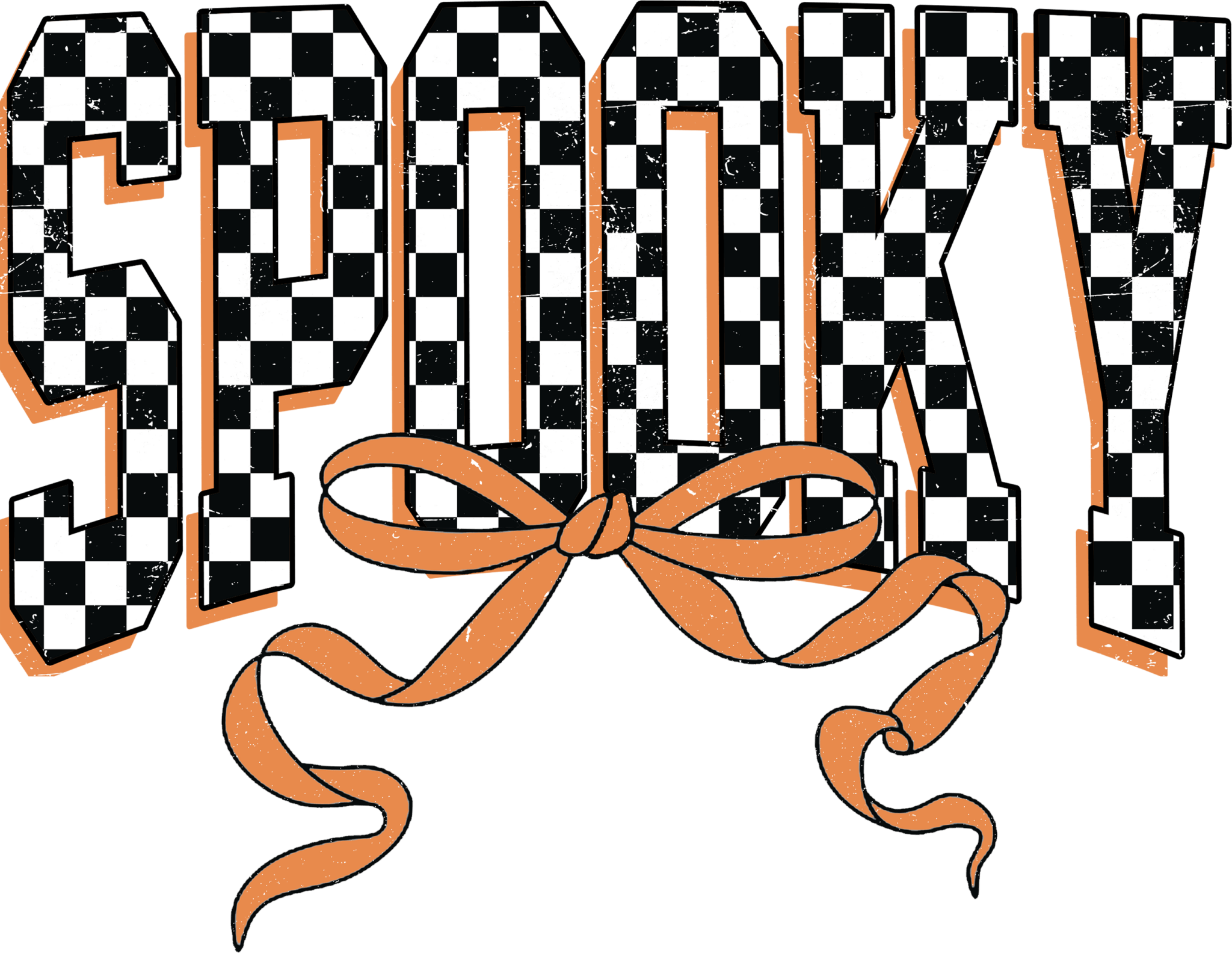HW24 - Spooky Checkered DTF Transfer - My Vinyl Craft