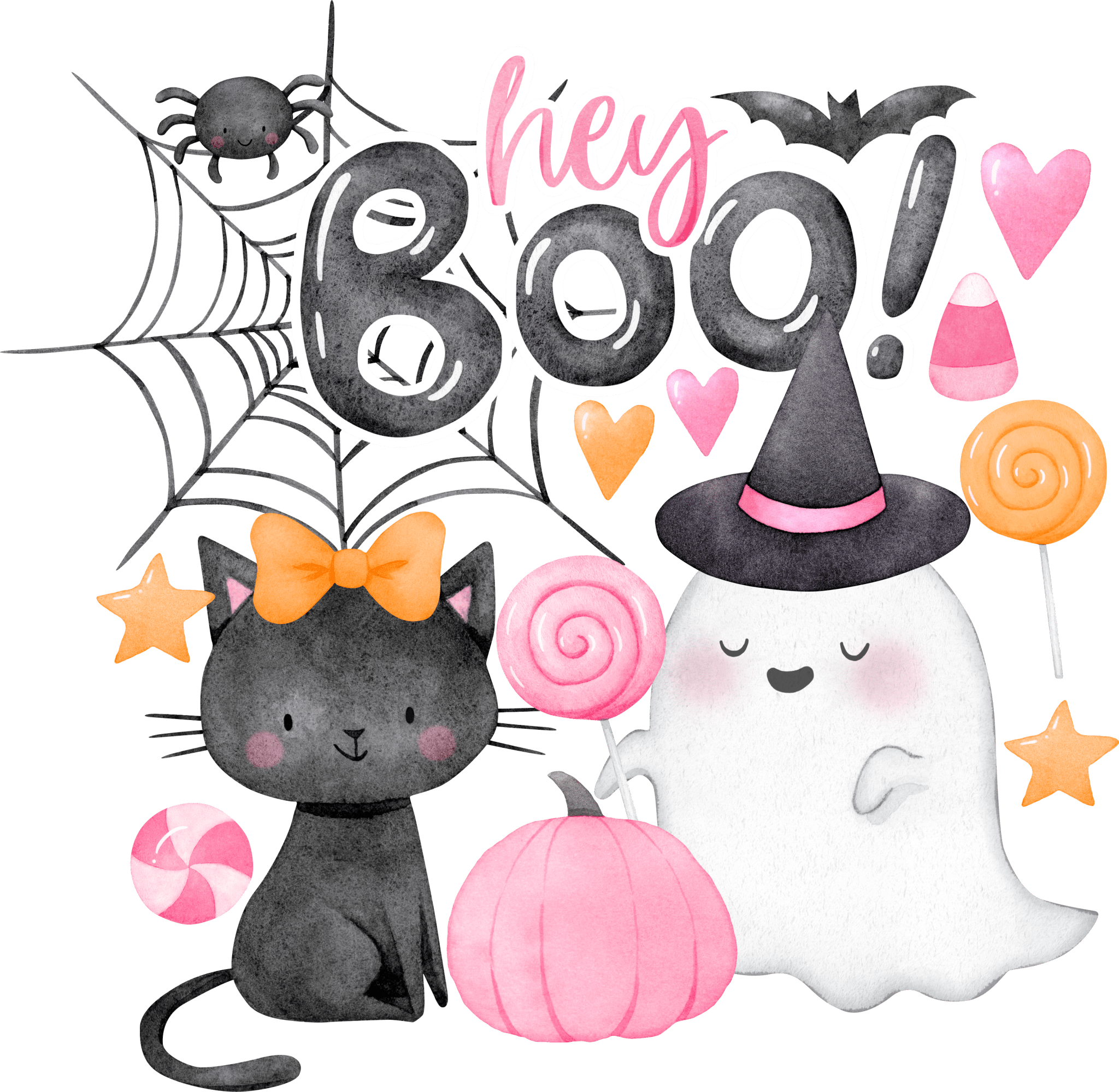 HW28 - Cutesy Hey Boo DTF Transfer - My Vinyl Craft