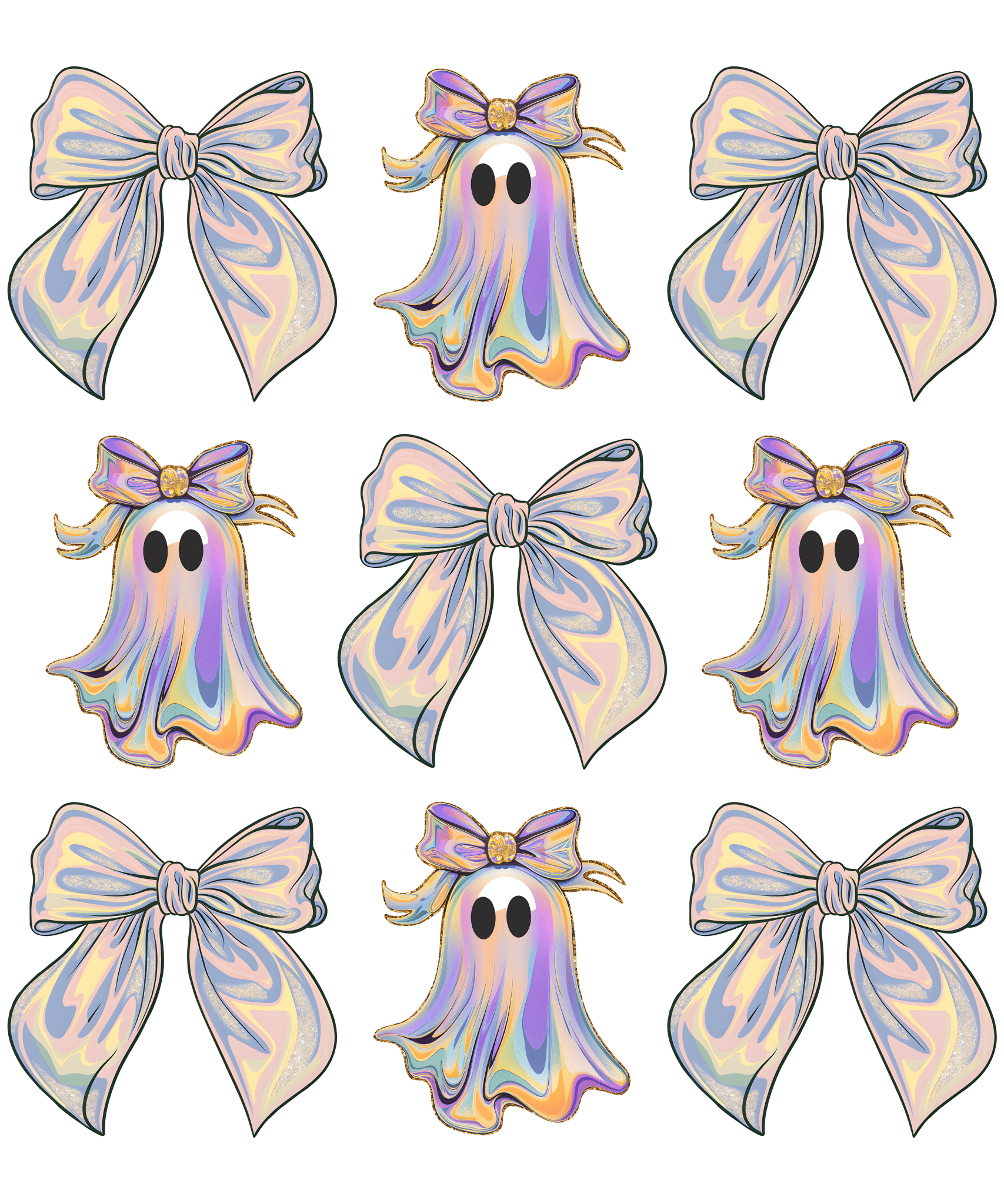HW4 - Ghost Bow Girly DTF Transfer - My Vinyl Craft