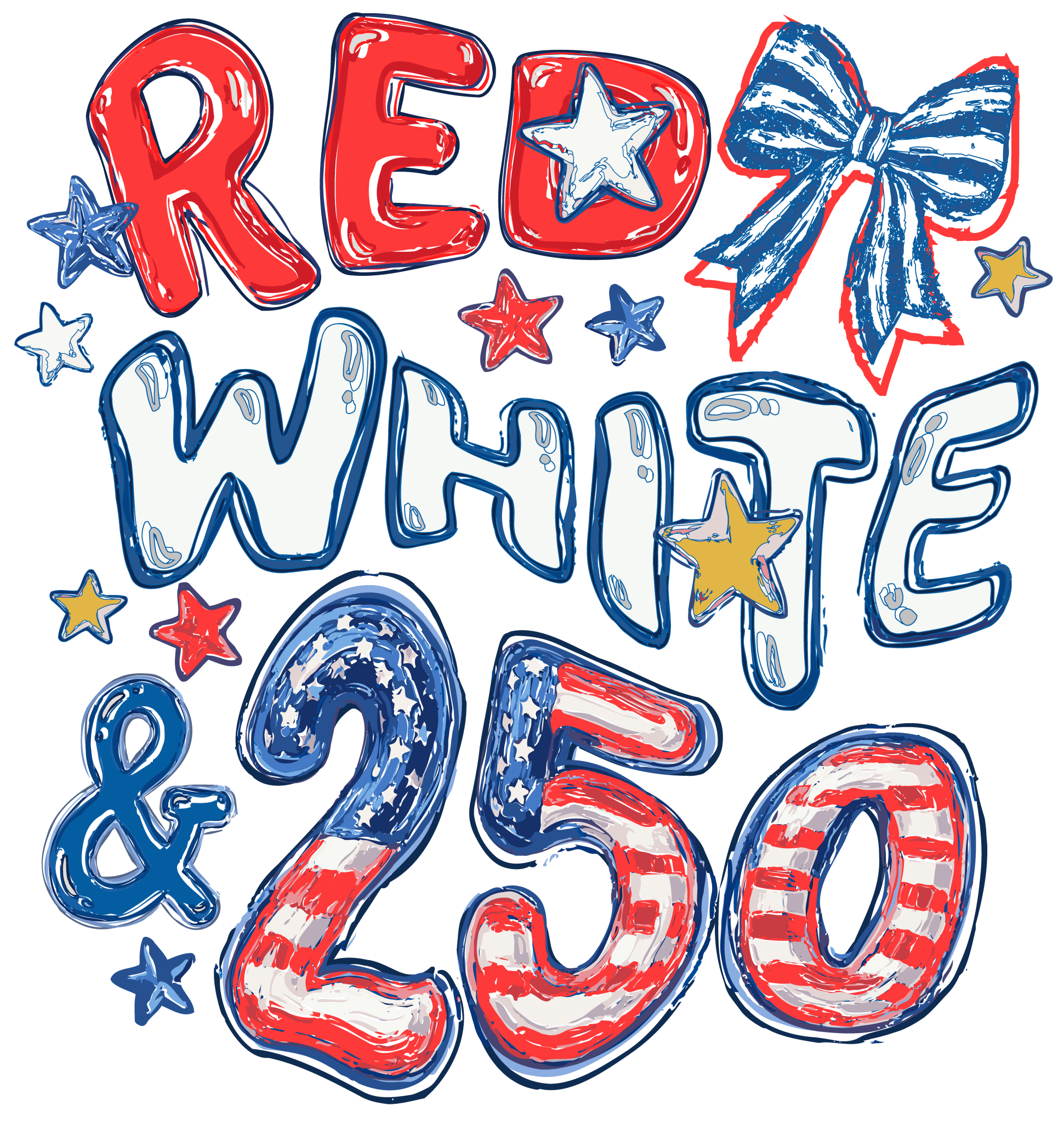 ID1 - Red White 250 Set DTF Transfer - My Vinyl Craft