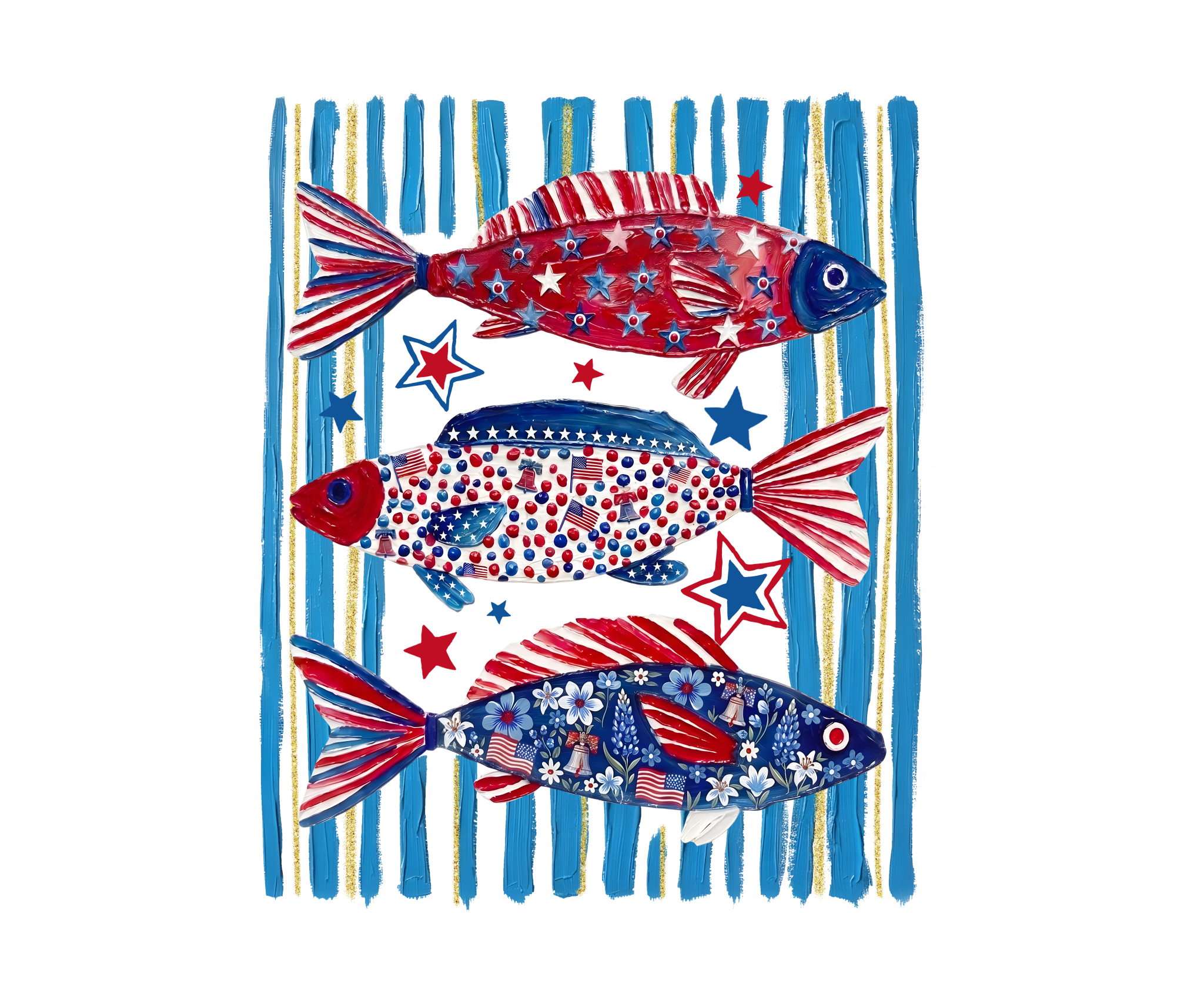 ID2 - Patriotic Fish DTF Transfer - My Vinyl Craft