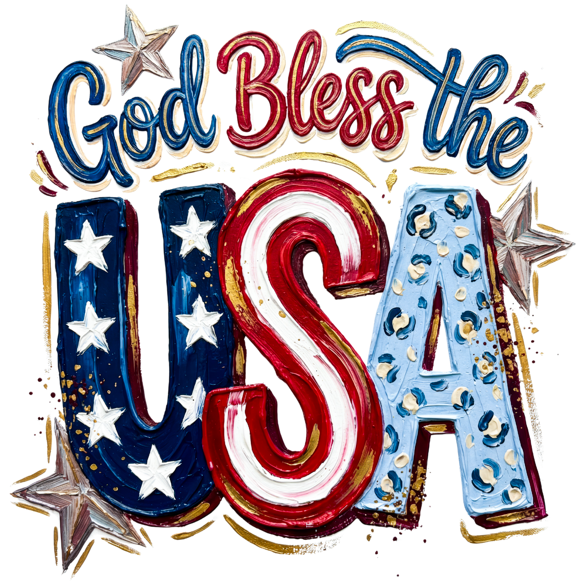 ID26 - Faux Paint Bless The USA DTF Transfer - My Vinyl Craft