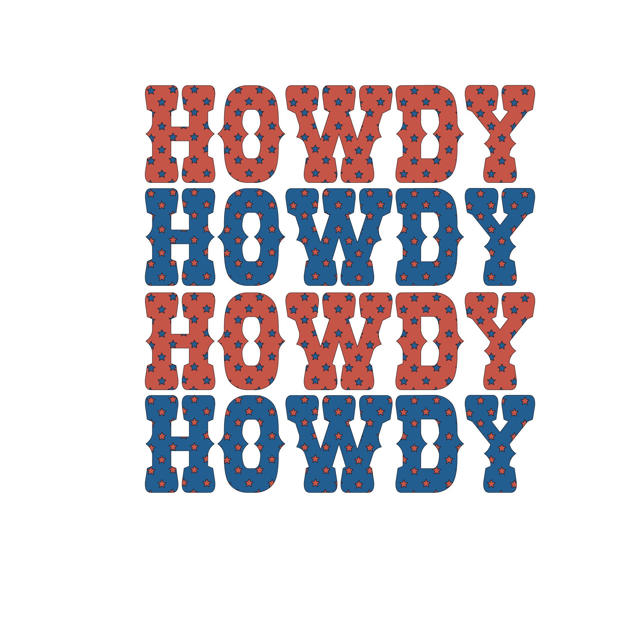 ID7 - Howdy Stars DTF Transfer - My Vinyl Craft