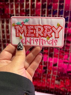 Merry Christmas Doodle Iron On Patch