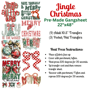 Jingle Christmas Pre - Made DTF Gangsheet - My Vinyl Craft