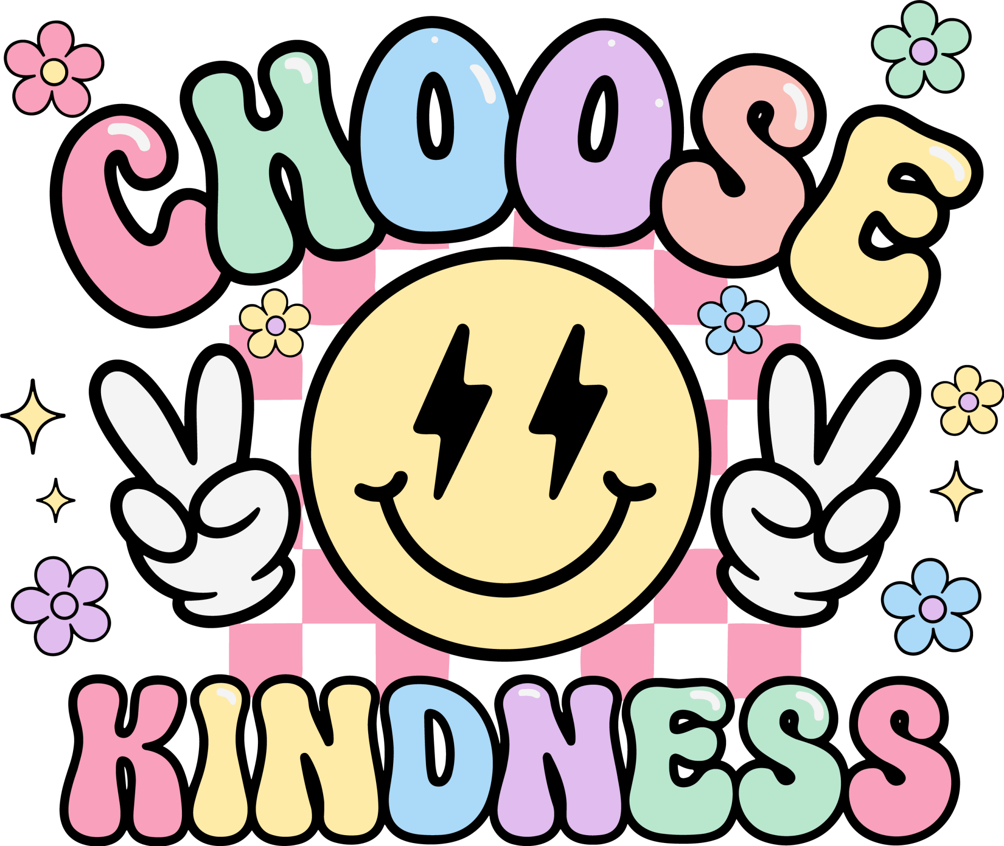 K5 - Choose Kindness Smiley DTF Transfers - My Vinyl Craft