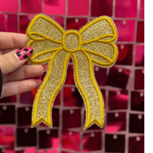 Large Gold Bow Iron On Patch - My Vinyl Craft