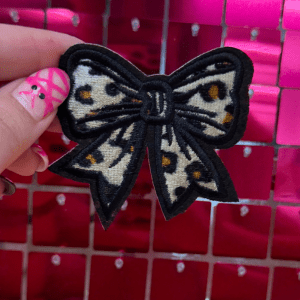 Leopard Bow Iron On Patch - My Vinyl Craft