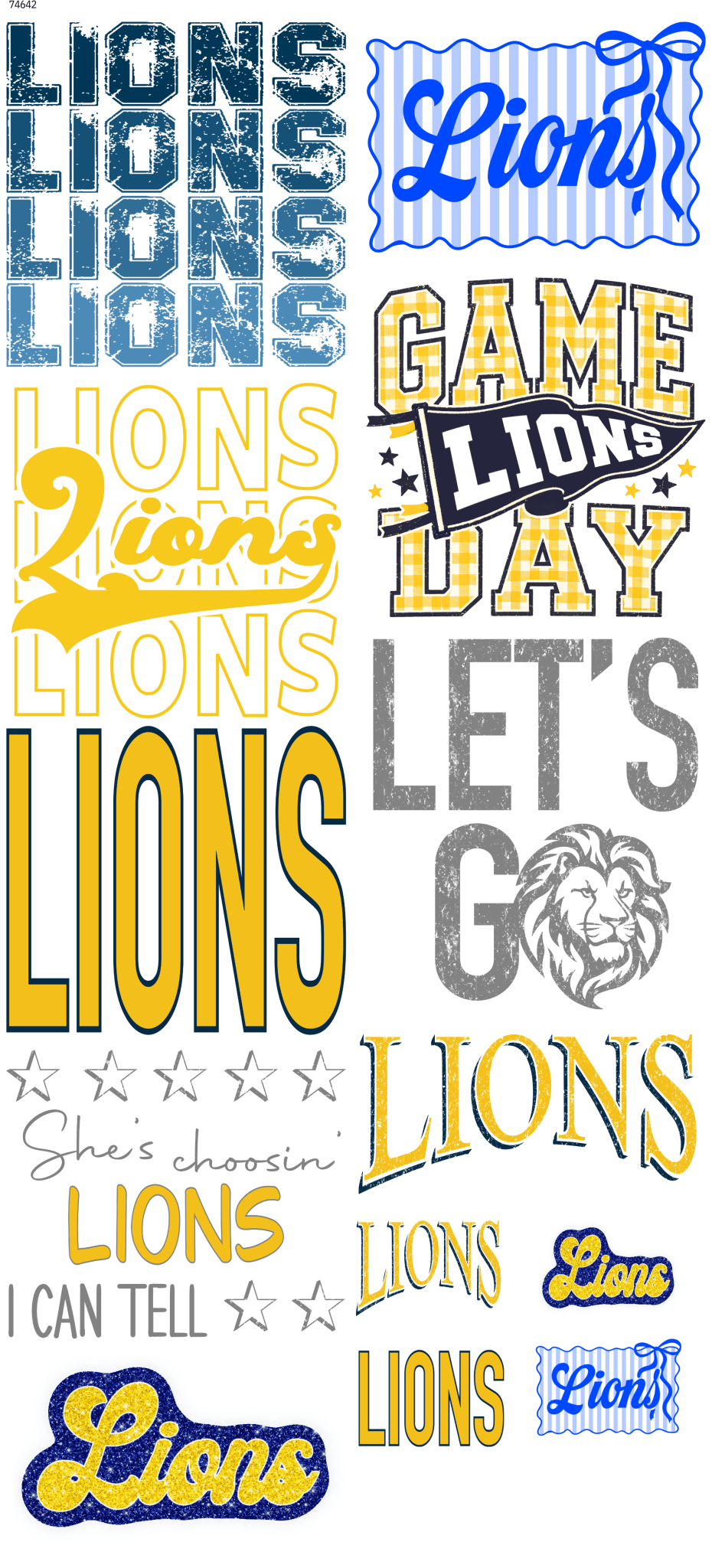 Lions 26 Mascot Pre-Made DTF Gangsheet - My Vinyl Craft