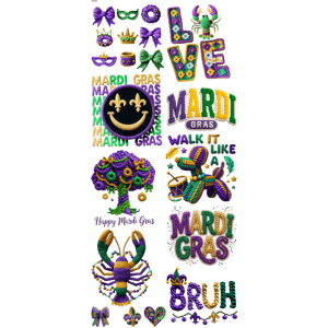 Mardi Gras Faux Yarn Pre - Made Gangsheet - My Vinyl Craft