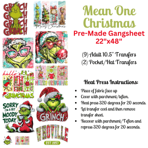 Mean One Christmas Pre - Made DTF Gangsheet - My Vinyl Craft
