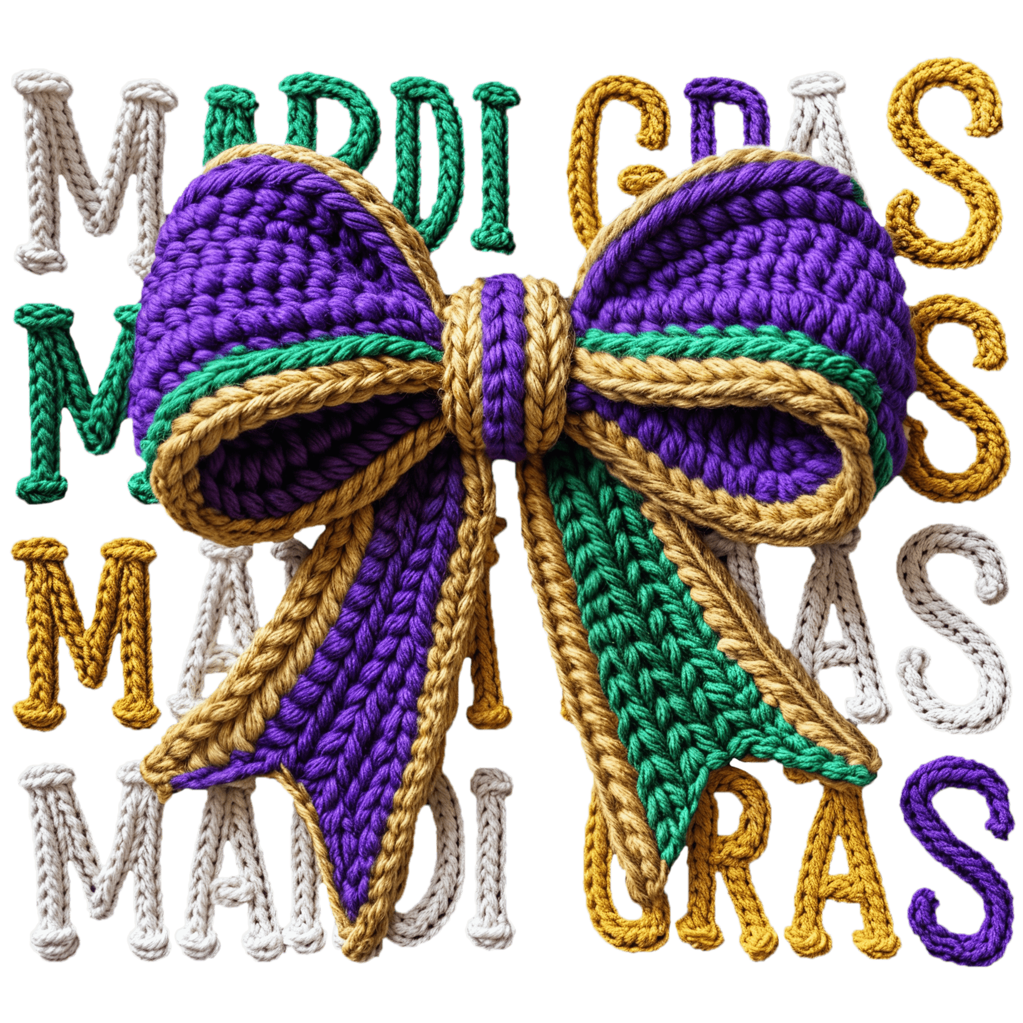 MG14 - Mardi Grad Faux Yarn Bow DTF Transfer - My Vinyl Craft