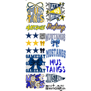 Mustangs Blue/Yellow Spiritwear Pre - Made Gangsheet - My Vinyl Craft