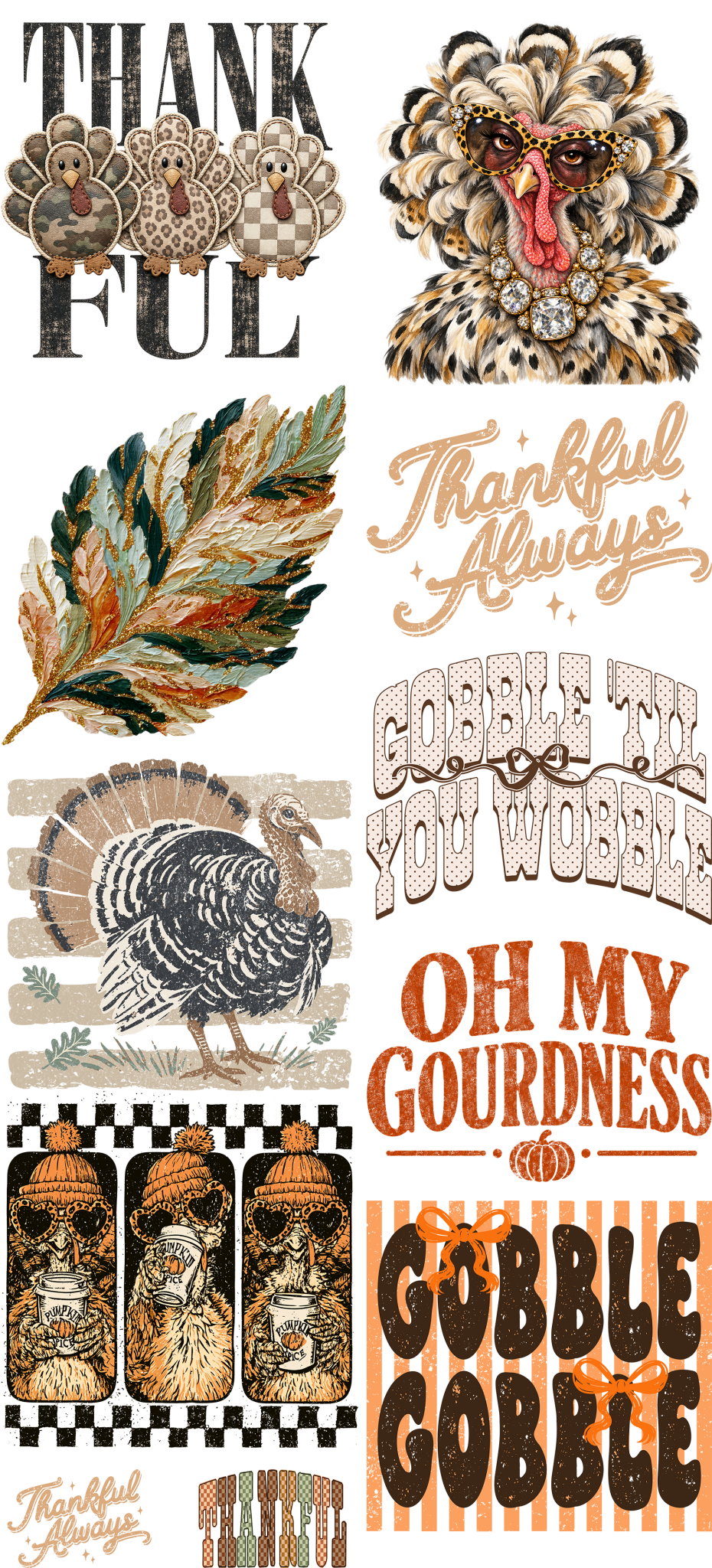 Neutral Thanksgiving Pre-Made DTF Gangsheet - My Vinyl Craft